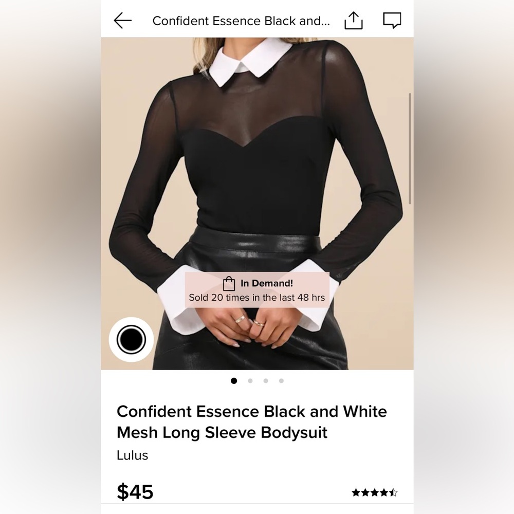 Lulu's Black and White Mesh Long Sleeve Bodysuit